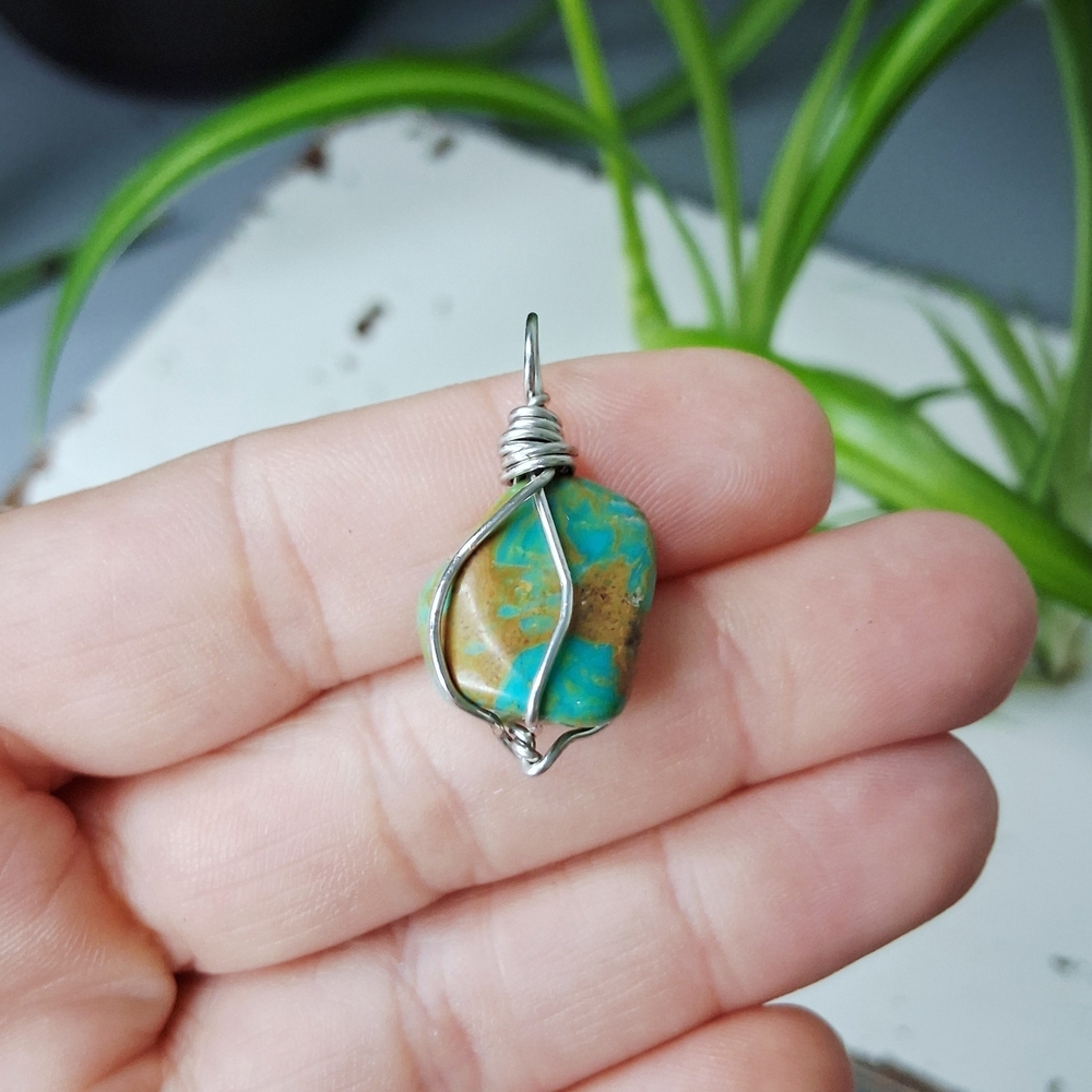 Turquoise Wire Wrapped Gemstone Pendant